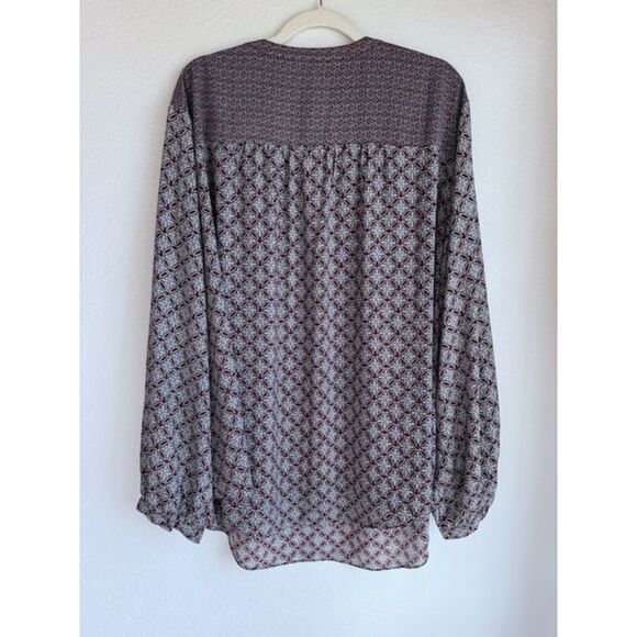 NYDJ Plus Womens Mixed Print Peasant Top in Maroon & Black Graphic Print Size 3X - Picture 5 of 12